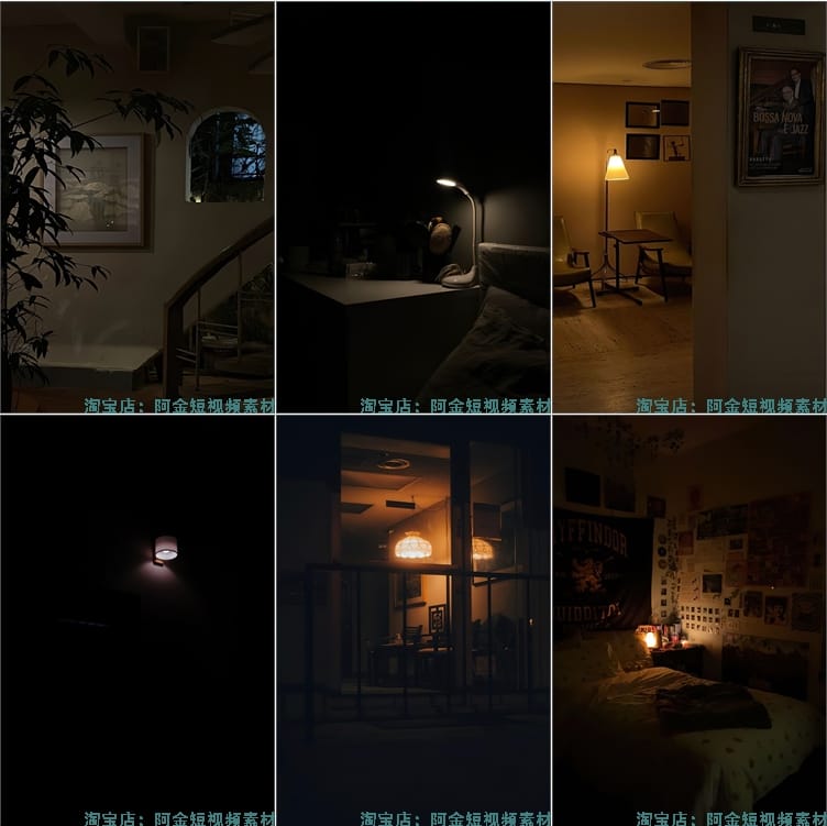 竖屏暗系室内昏暗台灯卧室灯光抖音绿幕场景直播间背景图片素材