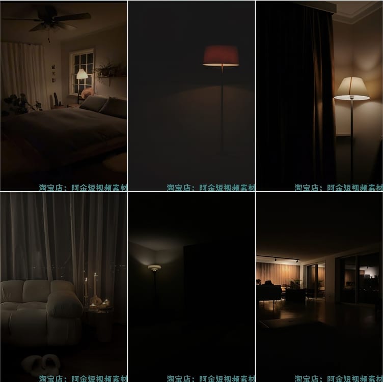 竖屏暗系室内昏暗台灯卧室灯光抖音绿幕场景直播间背景图片素材