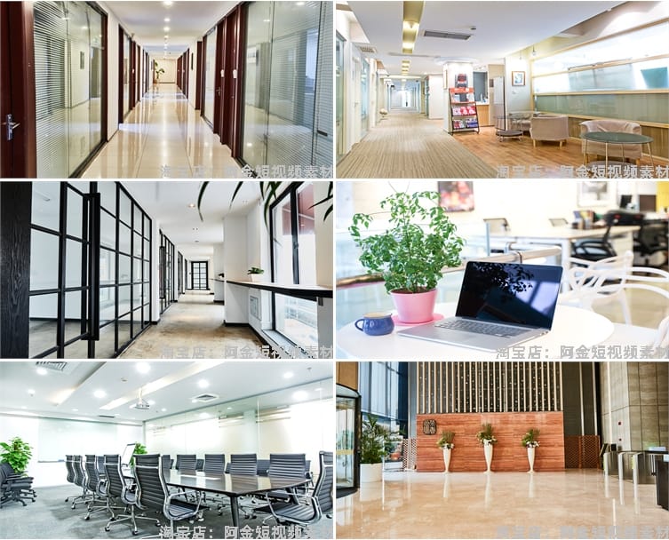 办公室场景公司环境企业文化抖音绿幕虚拟直播间led背景图片素材