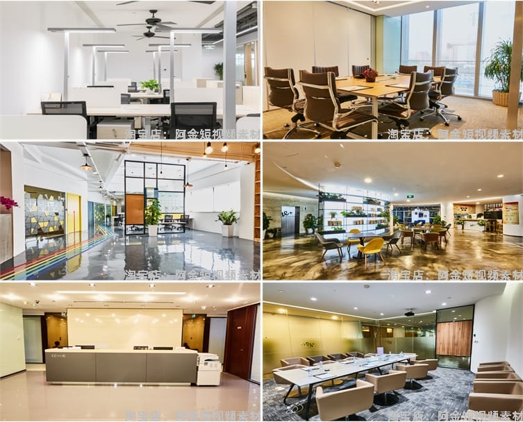 办公室场景公司环境企业文化抖音绿幕虚拟直播间led背景图片素材