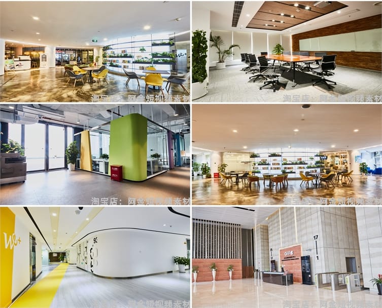 办公室场景公司环境企业文化抖音绿幕虚拟直播间led背景图片素材