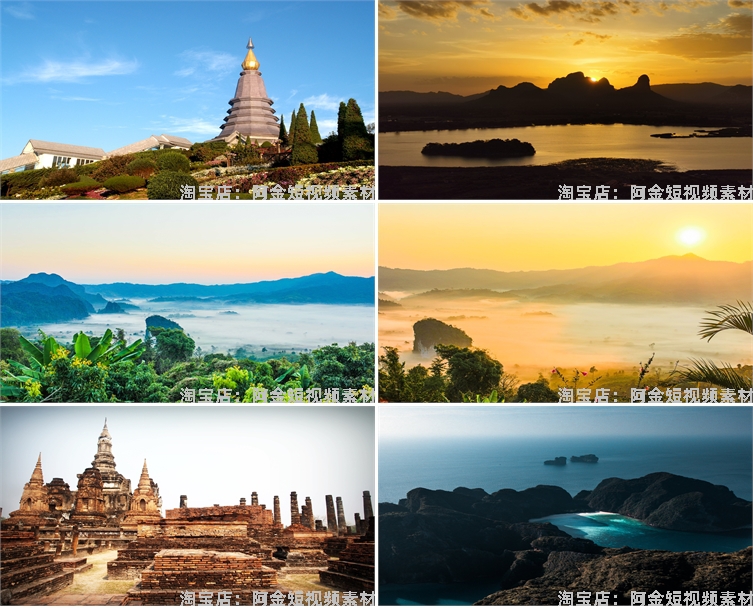 泰国曼谷寺庙城市建筑风光东南亚清迈风景素材高清旅游背景图片