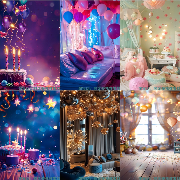 竖屏生日氛围室内背景图片房间客厅高级感气球派对场景绿幕直播间