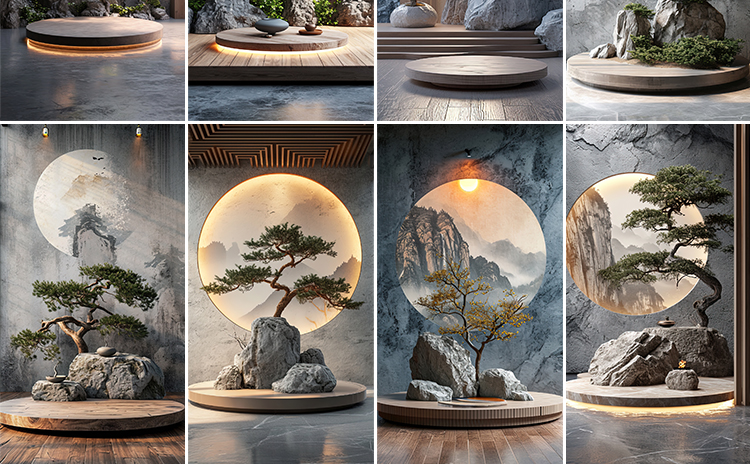 中国风复古文艺禅意室内中式古典动态视频绿幕直播间背景图片素材