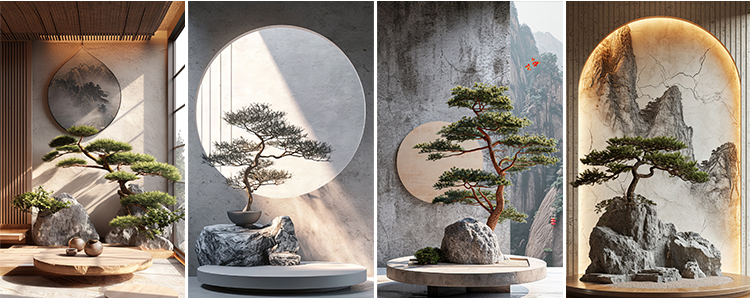 中国风复古文艺禅意室内中式古典动态视频绿幕直播间背景图片素材