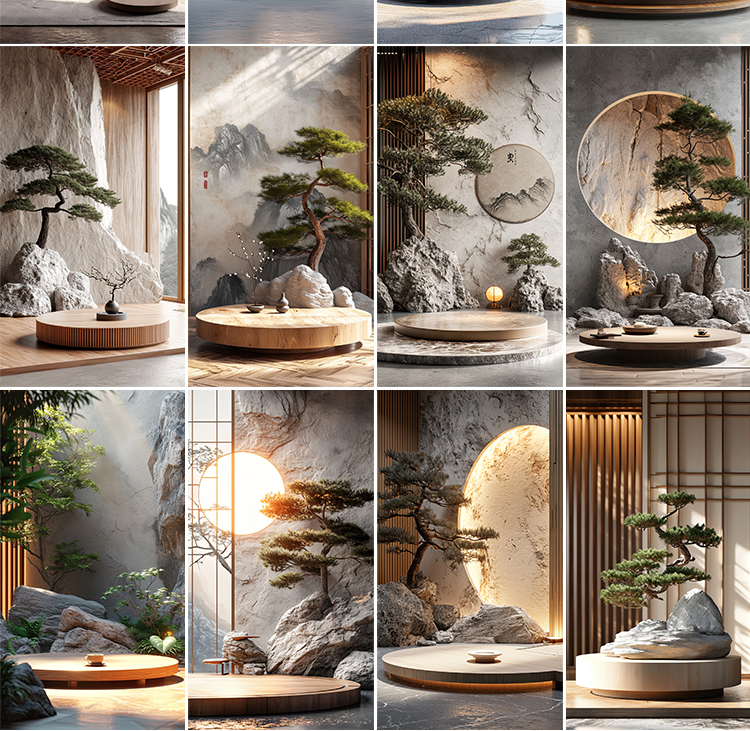 中国风复古文艺禅意室内中式古典动态视频绿幕直播间背景图片素材