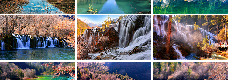 四川九寨沟旅游风景风光七彩池瀑布照片摄影抖音JPG图片设计素材