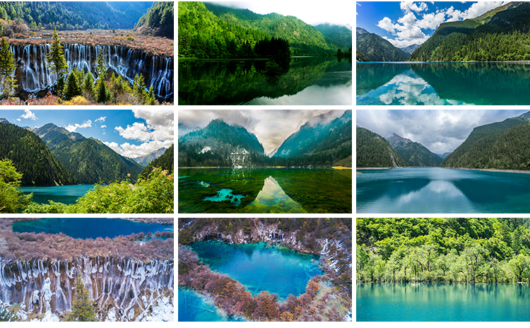 四川九寨沟旅游风景风光七彩池瀑布照片摄影抖音JPG图片设计素材