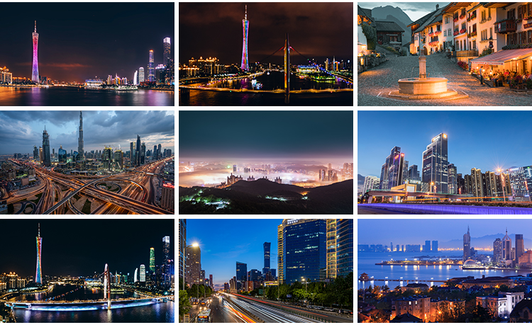 城市街道夜景灯光建筑都市现代风景高楼观光摄影照片图片设计素材