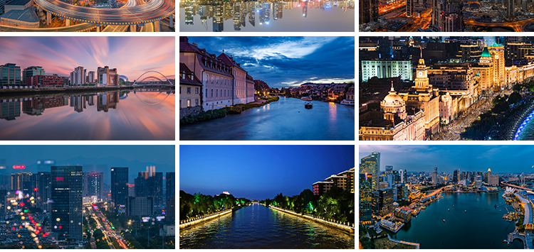 城市街道夜景灯光建筑都市现代风景高楼观光摄影照片图片设计素材