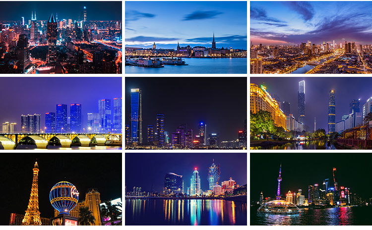 城市街道夜景灯光建筑都市现代风景高楼观光摄影照片图片设计素材