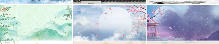 中国古风山水墨画古韵风景淡雅清新古典舞台psd海报背景图片素材