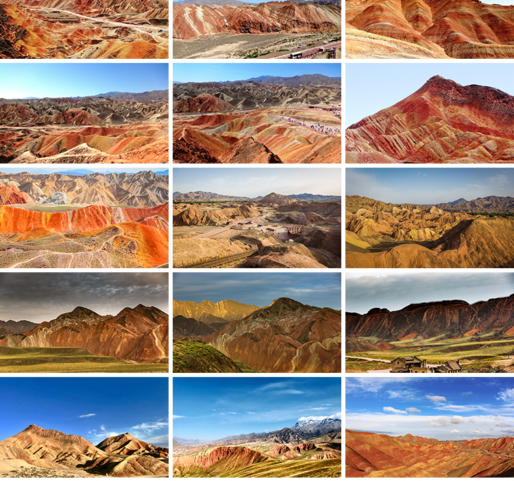 甘肃大西北张掖七彩丹霞地貌地质公园自然风景区景观JPG图片素材