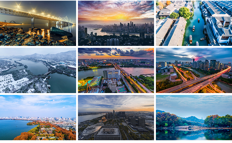 杭州城市风光夜景西湖雷峰塔千岛湖旅游风景高清照片设计图片素材