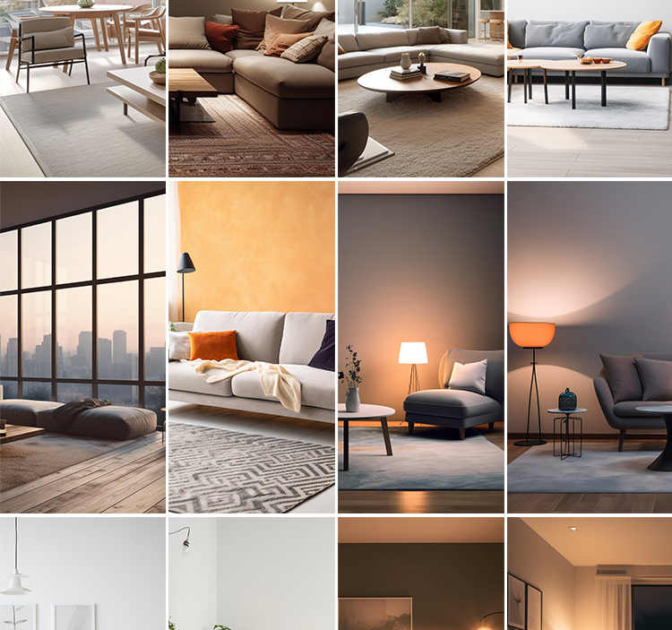 时尚简约风客厅现代温馨室内场景抖音直播间绿幕背景虚拟图片素材