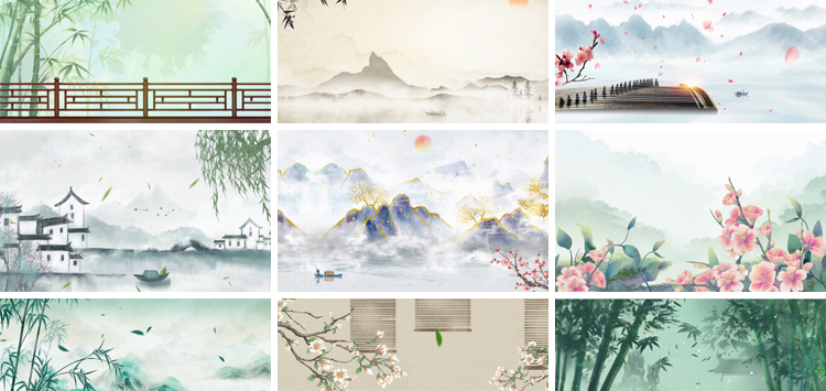 中国风古风山水墨画古典清新GIF动态图片PPT背景LED舞台动图素材