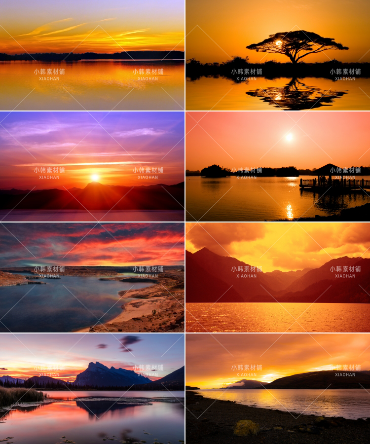 86张黄昏湖面横版高清抖音自媒体pr剪辑背景图片素材