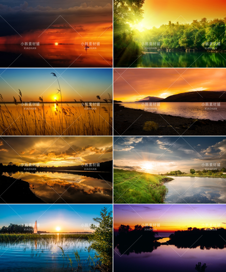 86张黄昏湖面横版高清抖音自媒体pr剪辑背景图片素材