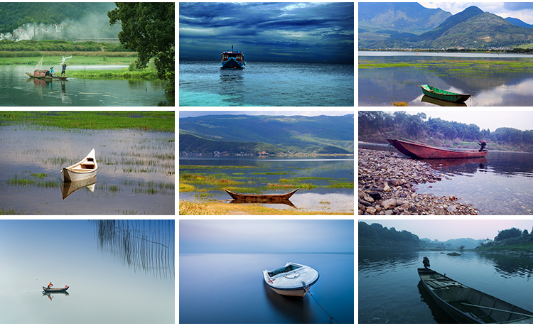 古风意境船舟夕阳晚霞山水风景治愈小船高清抖音图片JPG设计素材