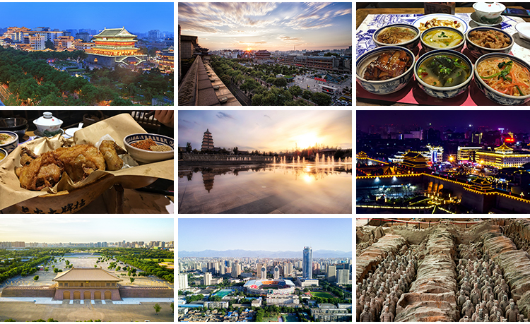 西安城市建筑风光地标风景点夜景大唐不夜城大雁塔兵马俑图片素材