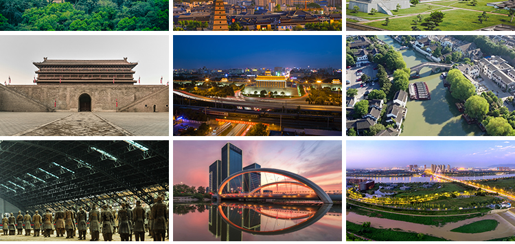 西安城市建筑风光地标风景点夜景大唐不夜城大雁塔兵马俑图片素材