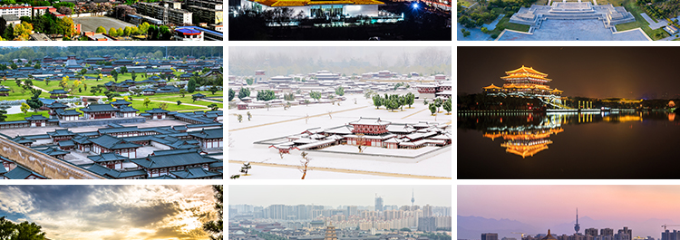 西安城市建筑风光地标风景点夜景大唐不夜城大雁塔兵马俑图片素材