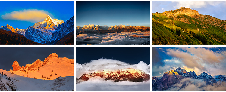 日照金山雪山金色山脉山峰夕阳日出自然风景风光图片JPG高清素材