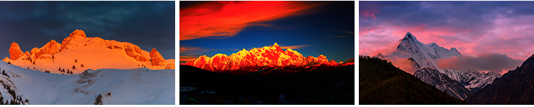 日照金山雪山金色山脉山峰夕阳日出自然风景风光图片JPG高清素材