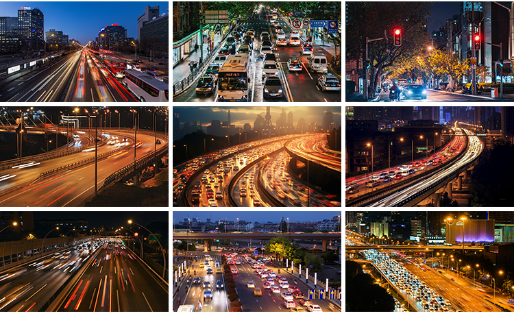 城市车流夜景灯光夜晚繁忙交通高架立交桥现代都市街道路图片素材