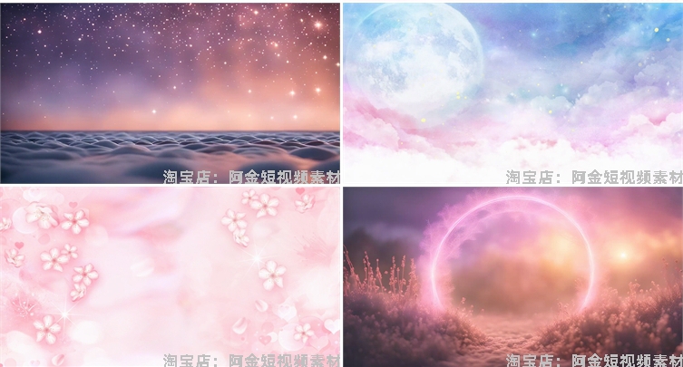 梦幻卡通粉色鲸鱼天空云彩舞台直播间led背景图片素材动态GIF动图