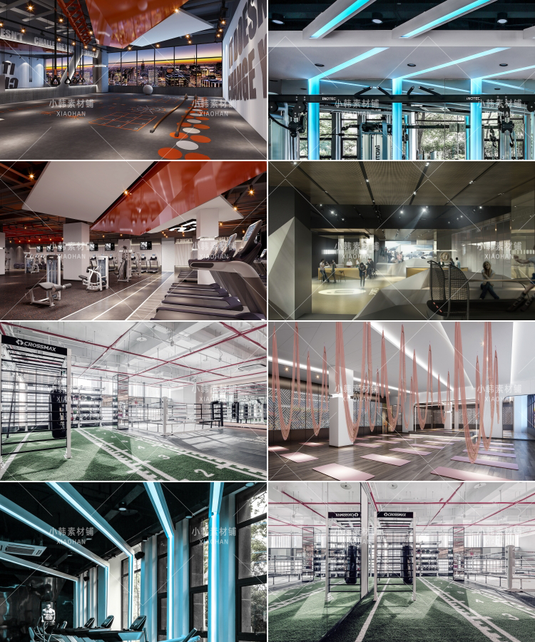 健身房运动器材瑜伽场馆快手抖音虚拟直播间绿幕背景素材高清图片