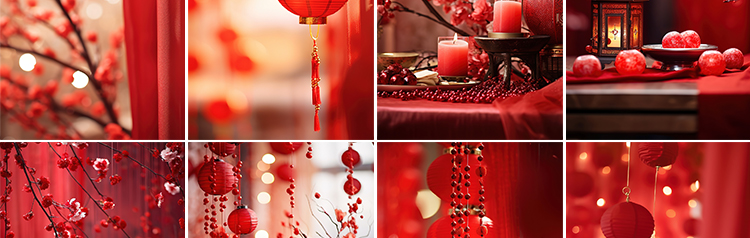 新年春节过年货祝福红色喜庆新春抖音直播间绿幕背景虚拟图片素材