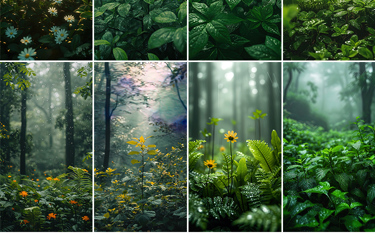 春天植物绿植清新丛林树叶子绿叶绿色动态视频直播间背景图片素材