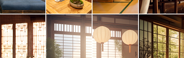 中国风复古茶室禅意古风意境室内窗外风景虚拟直播间背景图片素材