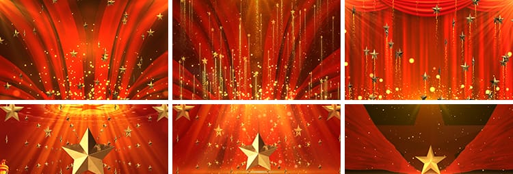 爱国红歌闪闪红星金色粒子五角星晚会舞台LED大屏幕背景视频素材