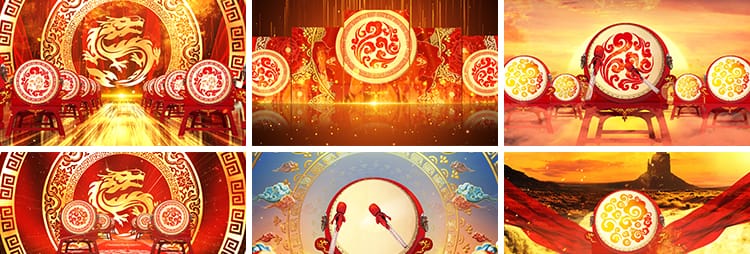 新年喜庆大鼓打鼓火焰金龙鼓年会开场大屏幕LED舞台背景视频素材