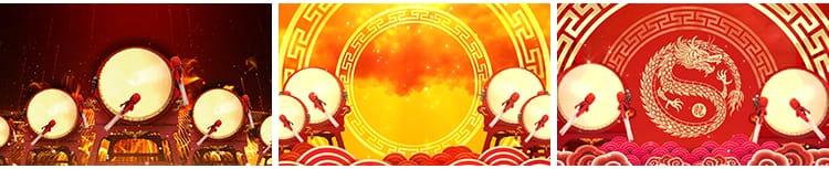 新年喜庆大鼓打鼓火焰金龙鼓年会开场大屏幕LED舞台背景视频素材
