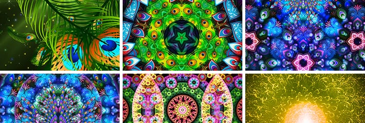 唯美羽毛月色竹林云南傣族民族舞蹈孔雀舞台表演背景LED视频素材