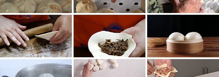 面食馒头包子小笼包传统美食蒸包子包包子和面粉高清实拍视频素材