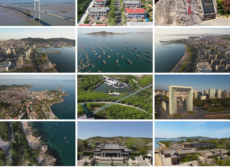 山东威海滨城市幸福门鸡鸣岛屿华夏城刘公岛旅游景点实拍视频素材