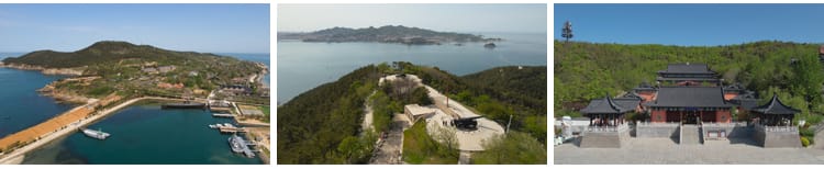 山东威海滨城市幸福门鸡鸣岛屿华夏城刘公岛旅游景点实拍视频素材