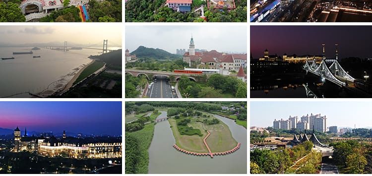 4K东莞虎门大桥地标城市建筑CBD夜景点旅游国贸中心航拍视频素材