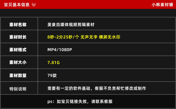 美食合集横版高清抖音自媒体pr剪辑背景视频素材
