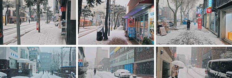 城市街道雪景下雪天夜晚街头人流车流冬天冬季雪花走拍短视频素材