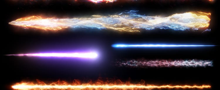 魔法能量激光线电流火焰冲击波粒子特效合成MOV透明通道视频素材