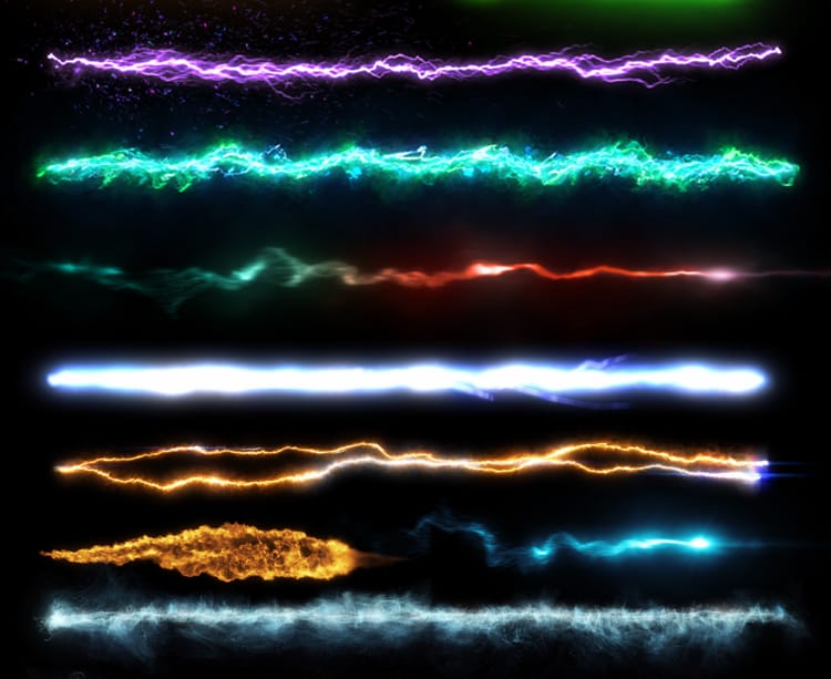 魔法能量激光线电流火焰冲击波粒子特效合成MOV透明通道视频素材