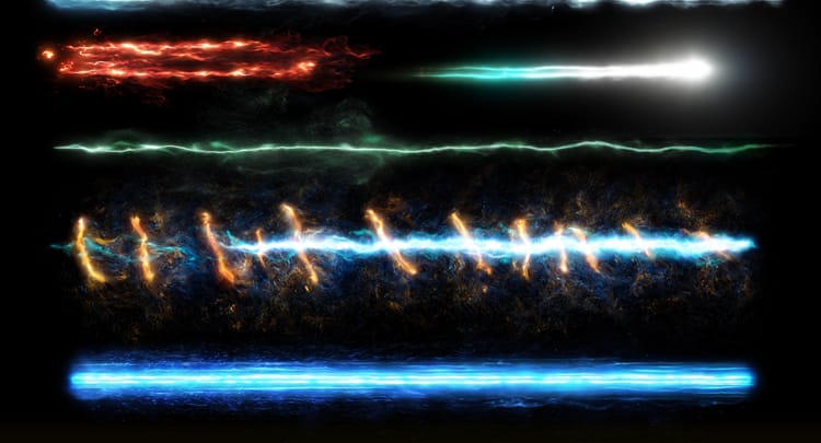 魔法能量激光线电流火焰冲击波粒子特效合成MOV透明通道视频素材