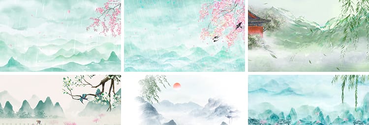 古风山水春天春雨谷雨小雨天中国风水墨舞台屏幕LED背景视频素材