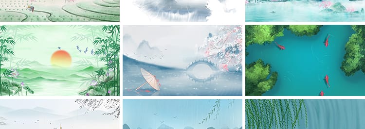 古风山水春天春雨谷雨小雨天中国风水墨舞台屏幕LED背景视频素材