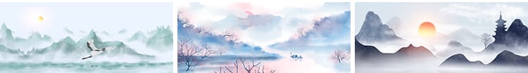 古诗词朗诵中国风古典清新水墨山水画LED舞台大屏幕背景视频素材